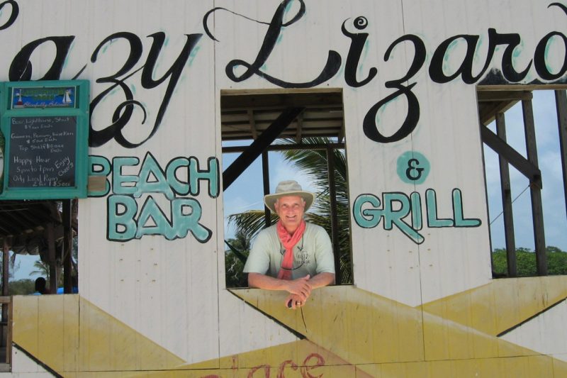 Tom Hammett looks out the window of a cafe in Belize.