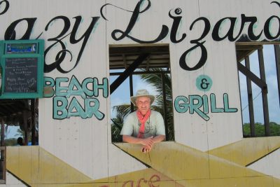 Tom Hammett looks out the window of a cafe in Belize.