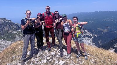 Kayla Nolen (at far left) with a group from Virginia Tech in the Apuan Alps in Italy during an experimental learning abroad program to study ecological economics.