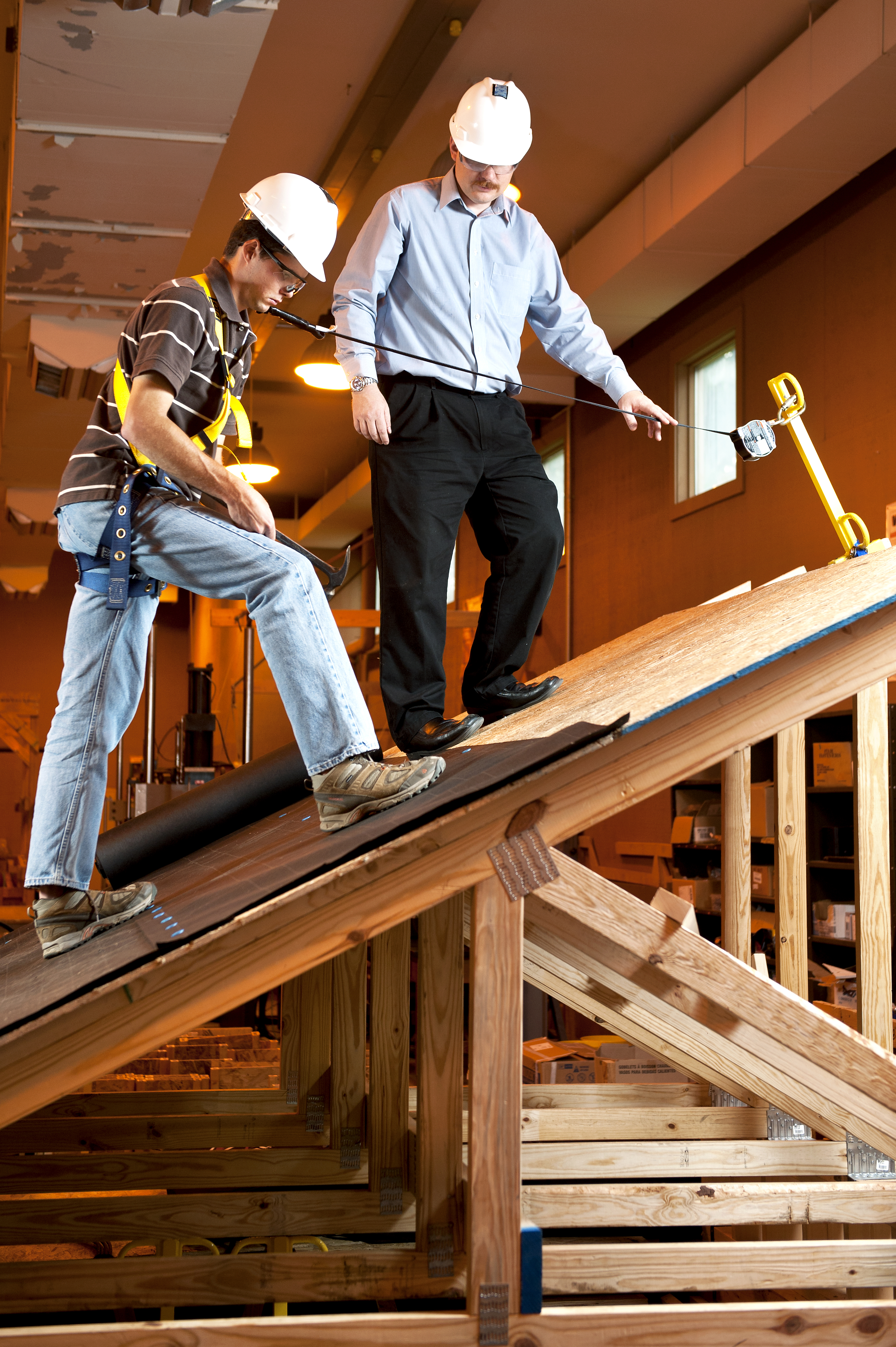 Daniel P Hindman, Assoc Professor CY, Sustainable Biomaterials, Brooks Forest Products Center. Safety harness for roofers.