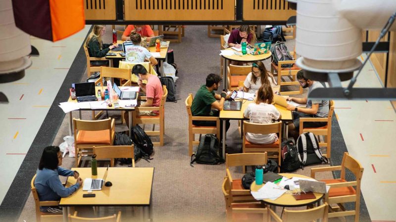 Students studying and conversing